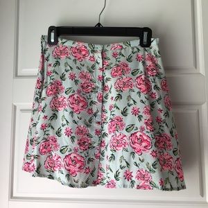Floral Print Skater Skirt